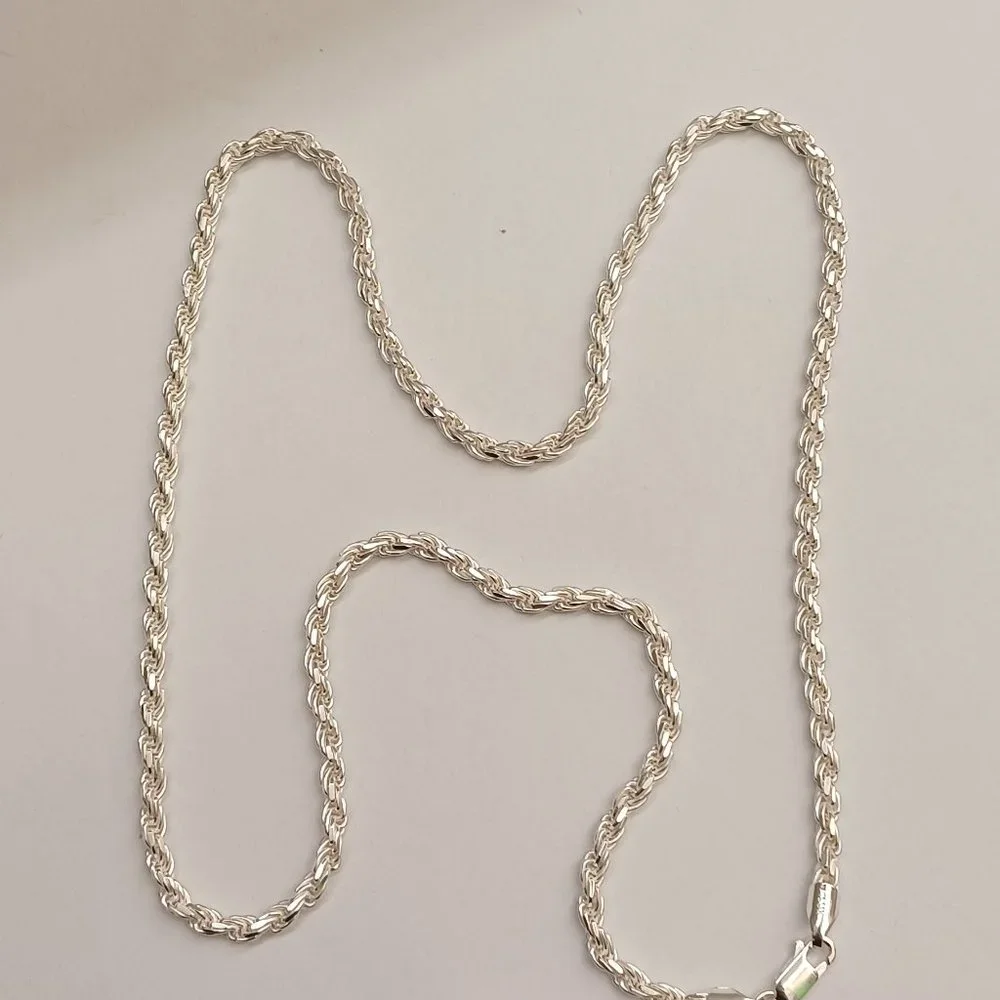 925 Sterling Silver Rope Style Chain - Picture 3 of 7
